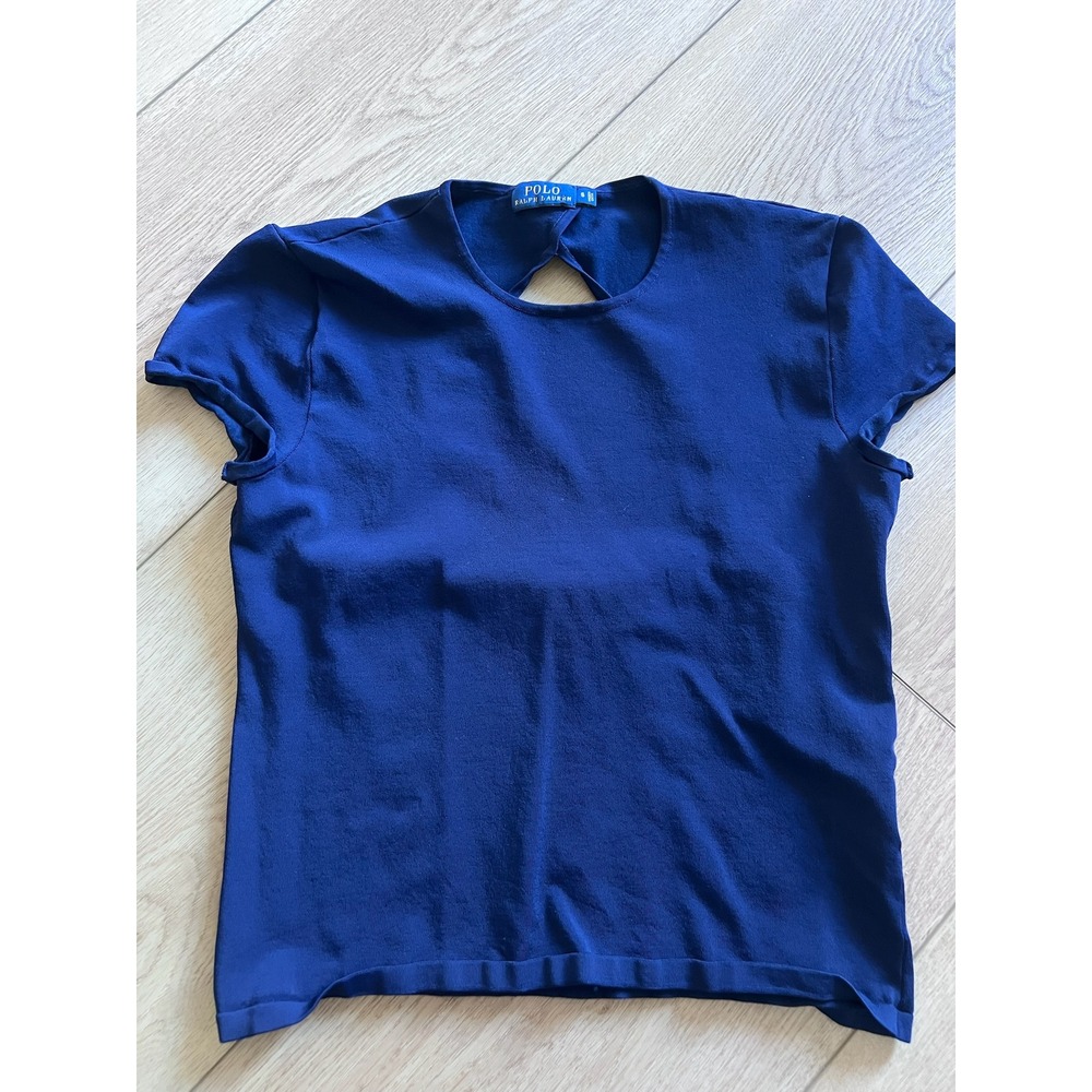Polo Ralph Lauren‎ T-Shirt Navy Blue Open-back Short Sleeve Crewneck Tee S